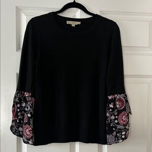 Black Loft Blouse with Floral Sleeves